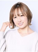 ミディアム×ボブ×外はね