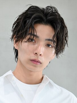 レタッチバイフィフス(RETOUCH by fifth) 波巻きパーマメンズマッシュセンターパートツイストパーマウルフ