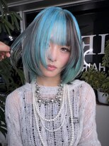 イエナ 渋谷(IENA)&nbsp;オリーブベージュショートボブシースルーヘアヘーゼルベージュ