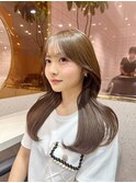韓国風前髪×ショコラアッシュ【ふんわりカール/新宿/髪質改善】