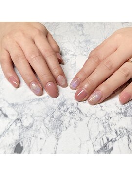 西本整髪 ナチュラルネイル&ラメ　ピンク