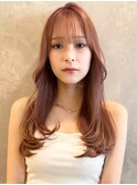 韓国風へア 外国人風へア くびれヘア ピンクベージュ M0818