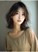 ☆オリーブグレーココアベージュ小顔クラゲヘアー/黒髪/髪質改善