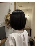 地毛風カラー×丸みショートボブ
