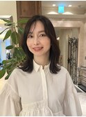 ◯大人のくびれレイヤーロブ 似合わせカット 外ハネ切りっぱなし