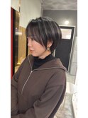 コントラストハイライト/丸みショートヘア/グレージュ/四日市
