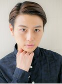 七三分けダークアッシュ短髪フェードカットY北浦和