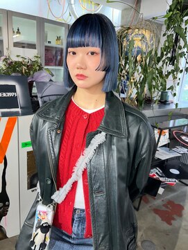 マトペ ブルーグレー 寒色系カラー ボブデザインカラー