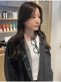 【松本咲花】前髪なしロングセンターパートオリーブグレージュ
