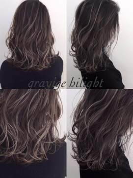 トルネード(TORNADO) 外国人風ウェービーボブ ハイライトグラデ グレージュ 外ハネ