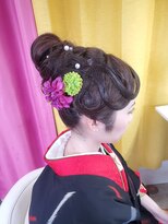 ハナココ 水戸店(hana Coco)&nbsp;振袖ヘア フィンガーウエーブ風 前髪 和装アップヘア 撮影 水戸