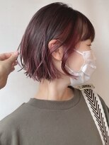 【morio 原宿】ミニボブ　インナーカラー　立体感ピンク