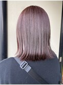 切りっぱなし×ブリーチなしカシスピンク