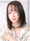 大人可愛い小顔美髪ツヤ髪ミディアムレイヤー薄めバングA3