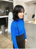 ニュアンス黒髪ボブパーマ