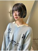姫カットミニボブ　インナーブルー