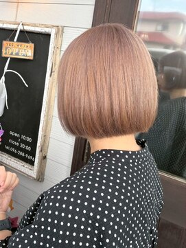 アズグロウヘアー(AS GROW HAIR) 透け感ベージュピンクボブデザインカラー