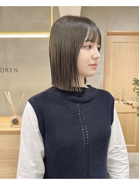 ローレン(LOREN) 黒髪/ボブルフ/ネビージュ/小顔/ワンレン/栄/髪質改善/前髪