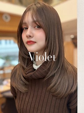 バイオレット 表参道店(Violet) ワンカールできまるミディアムレイヤーカットモカブラウンID-19