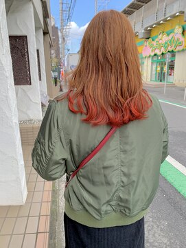 グルグル 下総中山店(GULGUL) レッドブラウン 裾カラー×ヘルシーアレンジ 下総中山