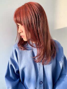 フォーク FOLK 【FOLK】透明感チェリーピンク☆似合わせ内巻きレイヤーロング♪