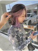 20代30代大人かわいいインナーカラーピンクイヤリングカラー