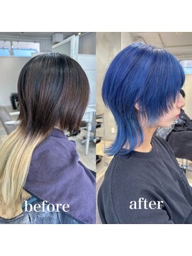 シーン(seen) ○ネオウルフカット×ネイビーカラー○ くびれレイヤー 表参道