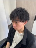 ダークアッシュ/アッシュブラック/カルマパーマ/ベリーショート