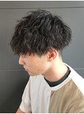 刈り上げマッシュ波巻きツイストスパイラルパーマメンズ