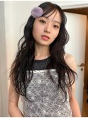 波巻きヘア ゆるめカール シースルーバング 韓国風ヘア 艶髪 夏
