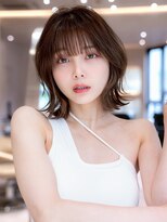 チョコグレージュ/20代30代大人かわいい/ミディアムレイヤー