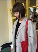 〈浅草 半個室〉ラベンダーブラウン×切りっぱなしミニボブ