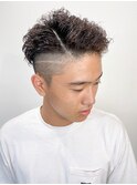 20代30代メンズスパイラルパーマワイルドオシャレ感アッシュ
