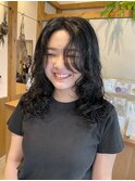 くるくるロングパーマ