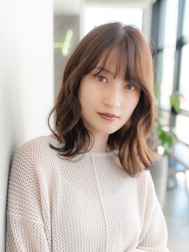 ハバナ 新宿(HAVANA) 斜めバング/くびれミディアム/インナーカラー/グレージュカラー