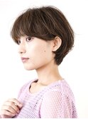 丸みショート・ボブ/丸顔/前髪あり/絶壁解消/20代/30代/長め