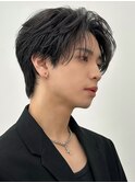 men'sメンズダウンパーマ髪質改善ブリーチなしブルーブラック