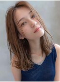 ☆20代30代大人可愛い斜めバングレイヤーカットシルキーベージュ