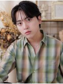 ツーブロック黒髪毛流れマッシュ韓国風マッシュ20代30代戸頭