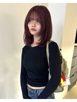 ニコフクオカヘアーメイク(NIKO Fukuoka Hair Make)&nbsp;ブリーチ無しのワインレッド/レイヤーボブ/ハッシュカット