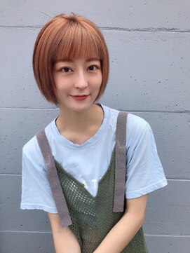 アローラ 三軒茶屋(Allora) オレンジ×フェミニン×スッキリミニボブ