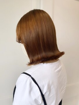 へアメイクワンプラス 四日市(HAIR MAKE ONEplus) ブリーチなし オレンジブラウン/秋冬カラー/外ハネ×ボブ