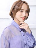 大人可愛い小顔美髪ツヤ髪くすみブラウンひし形ショートA3