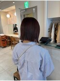 外ハネボブ 切りっぱなしボブ ラベンダーブラウン