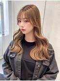 ミルクティーベージュ 韓国風 くびれ巻き