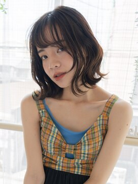 トレヘアー 京都 烏丸(tRe hair) ニュアンスウェーブ　ラフミディ　チェリーブラウン　くびれヘア