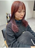 ブリーチ無しボルドーカラー + インナー1ケアブリーチラベンダー