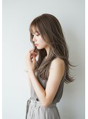 シースルーバングロングレイヤー30代40代ハイライト透明感カラー