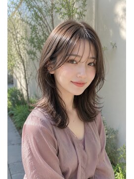 ロティー 天神(loty) ミディアム レイヤー ボブ 小顔 似合わせ 透明感カラー