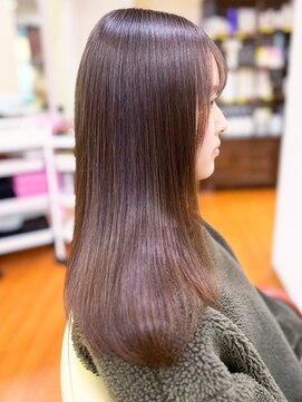 アークスヘアー 20代30代40代ココアブラウン髪質改善カラー艶感ストレート